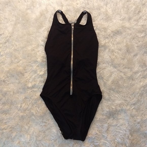 Anne Cole Other - Anne Cole Front Zipper Black Swimsuit Bodysuit